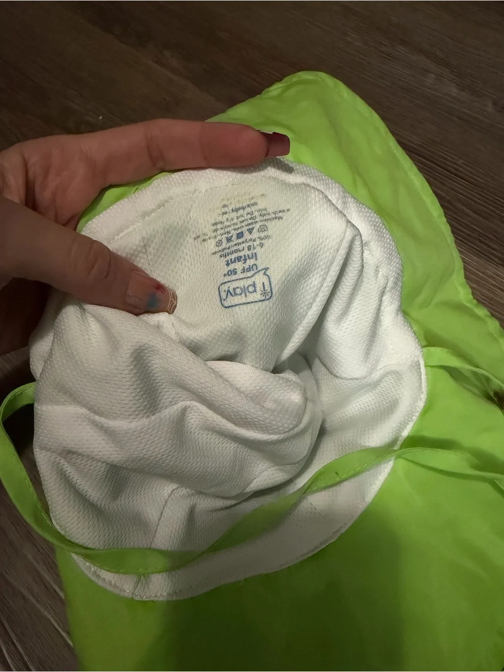 Kids Washable/Water proof Sun Hat - White and Lime Green